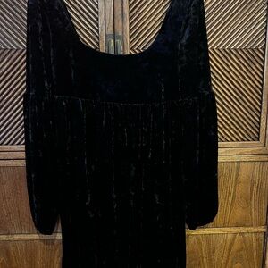 Free People black crushed velvet “Oh So Easy” minidress